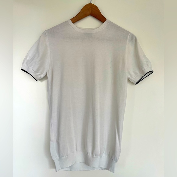 🔥👕 Massimo Dutti White Knit T-Shirt - Picture 1 of 4